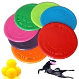 【Tamaño】 El diámetro del frisbee es de 17,5 cm / 6,88 pulgadas, y el diámetro de la pelota de tenis vocal es de: 6,5 cm / 2,55 pulgadas, que es adecuado para el entrenamiento de perros medianos y grandes. Con diseño de textura rugosa. Además, cuando tú y tu perro salgan, voltea el frisbee y también se puede utilizar como comedero para perros.