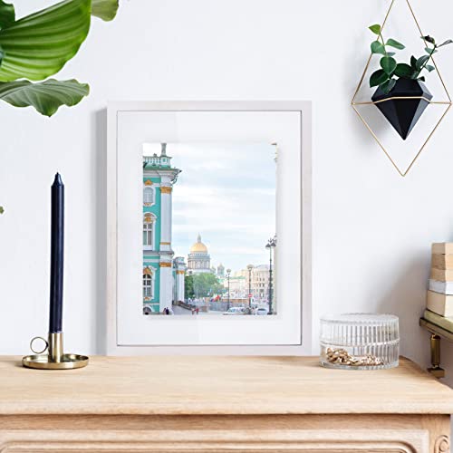 Dlquarts Floating Picture Frames, 11X14 Picture Frame, Floating Display For Photos 2X3, 3.5X5, 5X7, 8X10 Or Full Display Without Mat For 11X14 Fotos, 2 Pack, Vintage White #TOP6