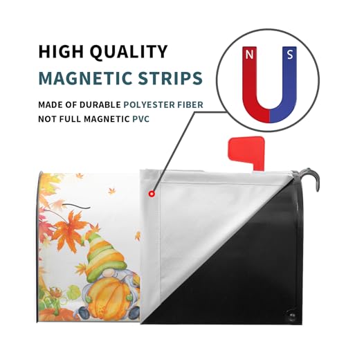 Image of Fall Harvest Mailbox Cover Magnetic Large Size 25.5 inchx21 inch Autumn Thanksgiving Pumpkin Maple Leaves Mailbox Wraps Fall Gnome Post Letter Box Cover for Home Garden Yard Outdoor Decoration