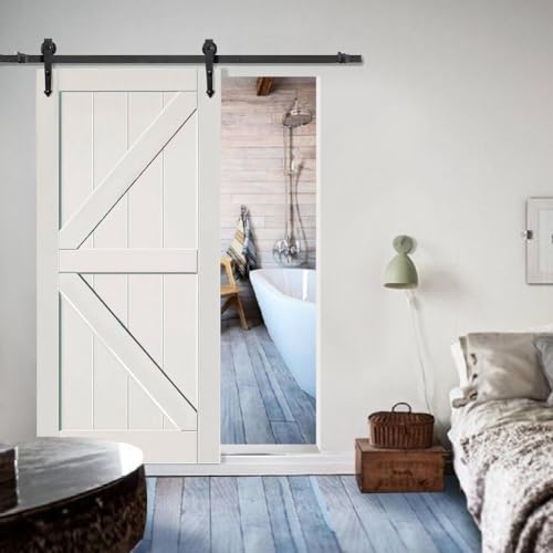 Yaheetech Schiebetürsystem Komplett-Set für Schiebetüren Schiebetürbeschlag mit Bodenführung Laufschiene aus Karbonstahl Türbreite ca. 90 cm
