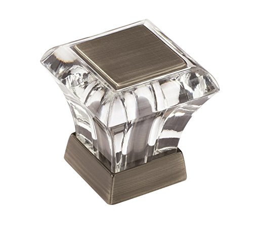 Amerock | Cabinet Knob | Clear/Antique Silver | 1-1/16 inch (27 mm) Length | Abernathy | 1 Pack | Drawer Knob | Cabinet Hardware
