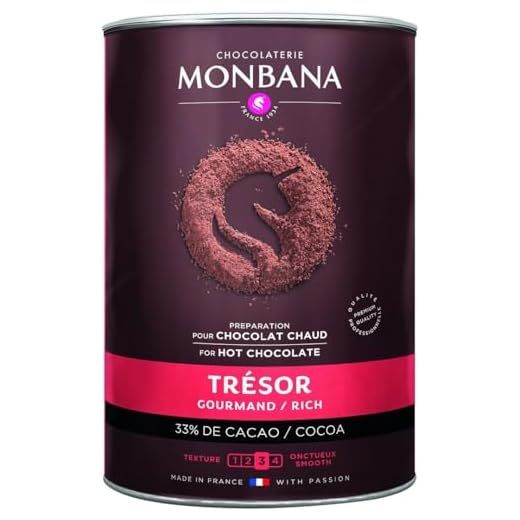 Chocolat en poudre MONBANA, 1 kg Trésor de monbana, préparation pour chocolat gourmand, chocolat chaud