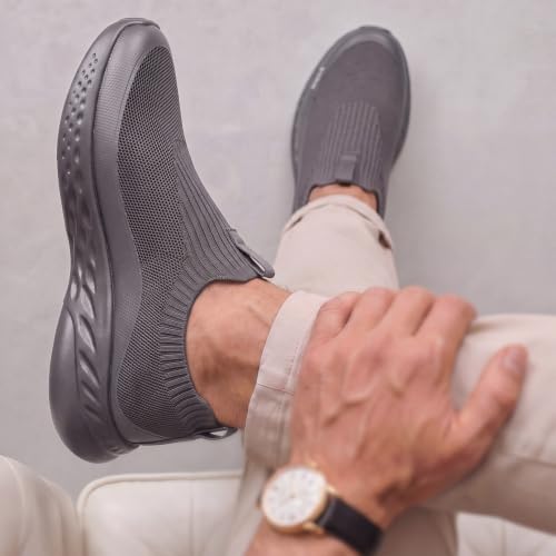 Image of Yoho Men Walking Slip On Shoes | Cushioned, Comfortable, Orthopedic, Lightweight & Breathable Knitted Stretchable Upper | Every Day Casual Wear without Lace, Stylish Footwear for Gents /Boys - UrbanEazyX