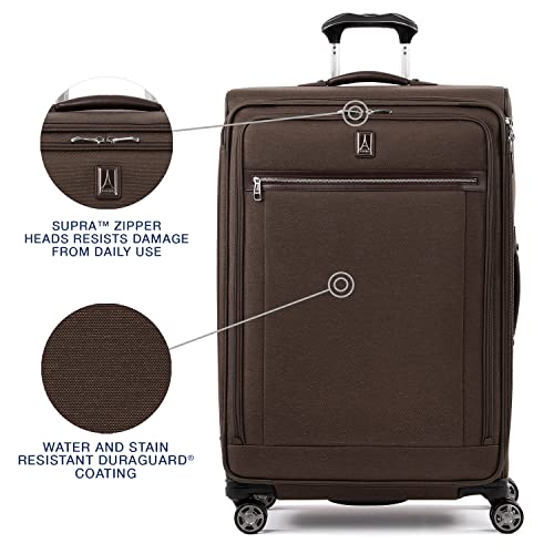 Image of Travelpro Platinum Elite Softside Expandable Checked Luggage, 8 Wheel Spinner Large Suitcase, TSA Lock, Men and Women, Rich Espresso Brown, Checked Large 29-Inch