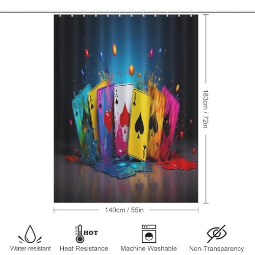 Rideau de douche poker en polyester imperméable lavable 140x183 cm - 4