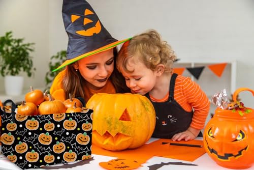 Image of Essme Rectangular Halloween Basket,Kids Baskets Empty with Handles for kids Halloweens Room Decor,Boys and Girls,Candy Basket（Black Pumpkin）