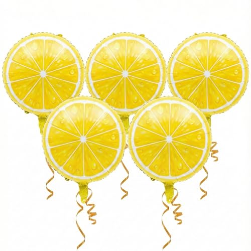6 Pcs 18 Lemon Foil Balloons Yellow Citrus Fruit Aluminum Decoration for Amalfi Coast Theme Party Sliced Lemonade Supplies Main Squeeze Bridal Summer Baby Shower Decorations