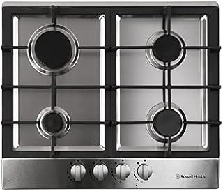 Russell Hobbs RH60GH402SS Stainless Steel 59cm Wide, 4 Burner Gas Hob, Free 2 Year Guarantee