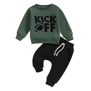 Baby Boy Clothes Fall 6 12 18 24 Months Football Long Sleeve Pullover Tops & Pant Sets Toddler Winter Outfits