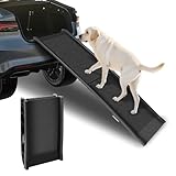 Folding Pet Car Ramp for Large Dogs, Foldable Pet Vehicle Ramp Dog Car Ramps with Non-Slip Rug Surface,Extra Long Dog Pets Stairs Lightweight Portable Dogs Steps for Cars Bed Sofa, Indoor Outdoor