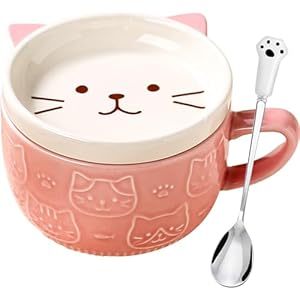 Cadeaus voor vrouwen Haar schattige Kawaii roze kat koffiemokken met deksels, kerstverjaardagscadeaus voor meisjes, vriend, kinderen, mannen, vrouw, moeder, oma, leraar, nieuwigheid dierlijke koffie