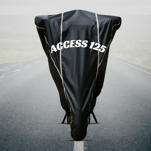 Image of Motorcycle Scooty Body Cover for Outdoor Use - Heavy Fabric Water Resistant Two Wheeler Cover with UV, Dust & Rain Protection Compatible for Access 125