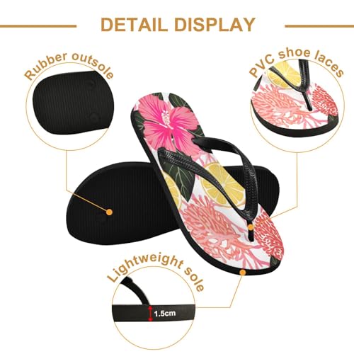 STAYTOP Flowers and Green Palm Leaves Flip Flops Sandals of Men's & Women's,Sandals Beach Slippers Shower Slides2