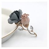 yywl Broche Koreanische hochwertige Stoffkunst Blumenbrosche für Frauen Hochzeit Brosche Pins Mode Kragen Hemd Mantel Broschen Zubehör Broschen & Anstecknadeln (Metal Color : Blue)