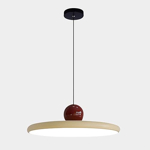 KCO Iluminación plana redonda LED colgante lámpara colgante retro lámpara crema cúpula mediados de siglo moderna regulable LED colgante luz granja