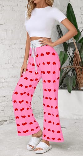 Image of Women Pajama Pants Comfy Lounge Wide Leg Casual Stretch Palazzo Drawstring Pj Bottoms Pants S-3XL
