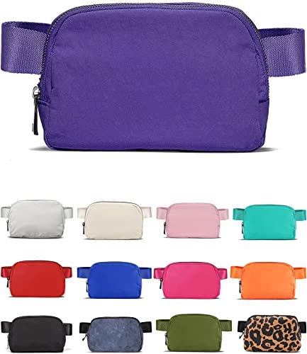 YOSHUYUKI Cross Body Fanny Packs for Women Men Fashion Waist Bag Pouch Nylon Small Travel Crossbody Bags Mini Purse Everywhere Belt Bag Bum Bag with Adjustable Strap for Workout Running Hiking Violet