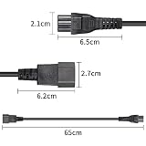 RIIEYOCA Kabel sieciowy C14 do C5, IEC 320 C14 wtyczka do gniazda C5, kabel adaptera, konwerter C5 na C14 AC do komputera PC monitora Smart TV, zamiennik 250 V, 10 A (2ft/60 cm)