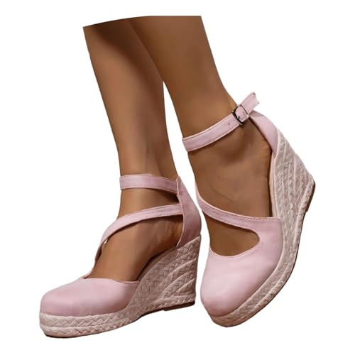 Chaussures compensées confortables avec bride réglable et semelle plateforme - 2