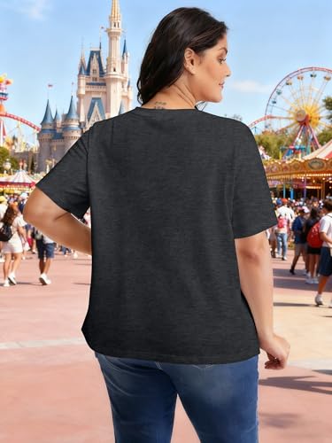 Image of NANYUAYA Plus Size Magic Shirts for Women Castle Kingdom Graphic Magical T Shirt Cute Holiday Princess Tee Vacation Tops