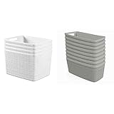 Curver Set of Decorative Plastic Organization and Storage Baskets, Set of 12