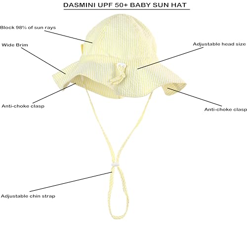 Baby & Toddler Wide Brim Sun Hats UPF 50+ Sun Protection Bucket Cap Cute Adjustable Hat in Seersucker2