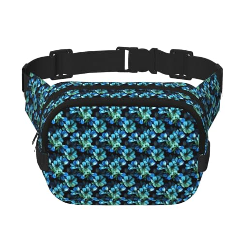 Sac banane carré imprimé floral bleu hommes femmes pour voyage et sport