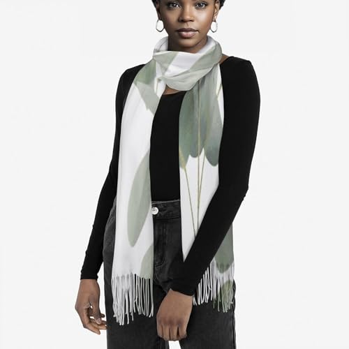 Wrap And Shawl for Women, Long Plaid Blanket Scarf,Eucalyptus Leaves Printed Winter Scarf,Warm Christmas Gift,Evening Dresses Shawl 7