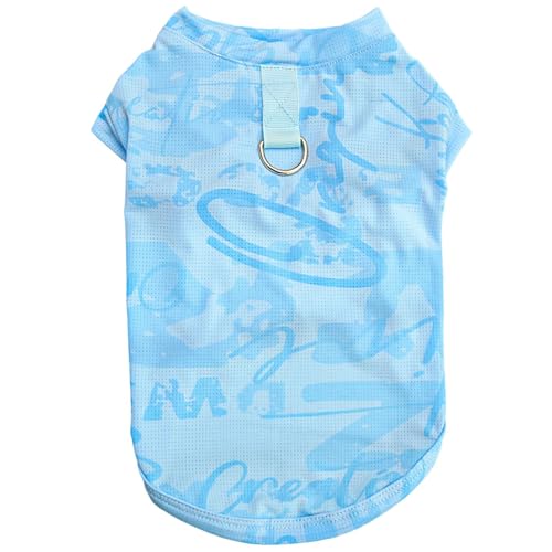 JPETTO犬服 Tシャツ 春夏 小型犬 中型犬 ドッグウェア Tシャツ パーカー 薄手 涼しい 通気性 犬用 パジャマ 日焼き防ぐ 脱毛保護 お散歩 お出かけ25-869ブルーS