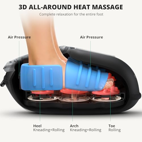 Medcursor Foot Massager with Heat - Shiatsu Feet Massage Machine Delivers Relief for Tired Muscles & Plantar, Deep Kneading Therapy, Multi-Level Settings for Home, Office Use, Size up to 13" - Image 4