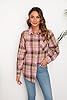 Stamain Women's Checkered Shirt Pink Flannel Plaid Shirts Casual Cotton Long Sleeve Tartan Blouse Top with Pocket XXL #4