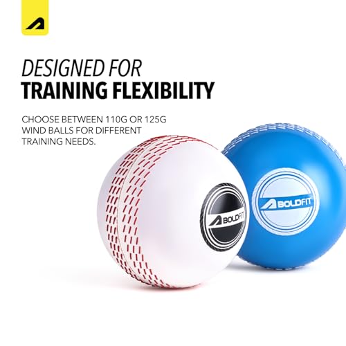 Image of Boldfit WindBall Synthetic Cricket Practice Ball for Indoor & Outdoor Training - Soft PVC Material, Ideal for Kids and Adults, 125 GM- Multicolor (Pack of 2)