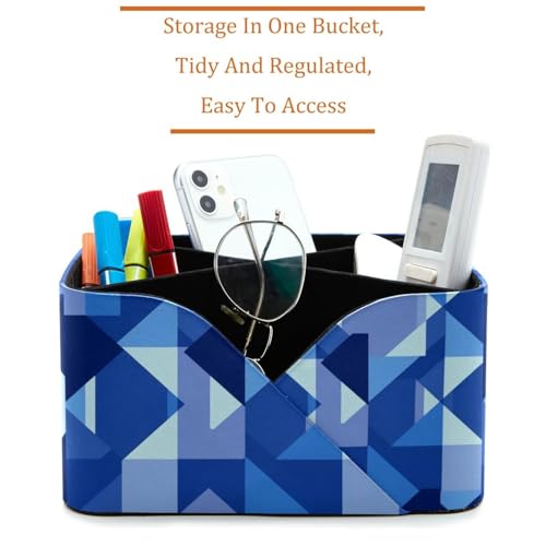 Boîte de rangement carré bleu géométrique durable et polyvalente pour organisation