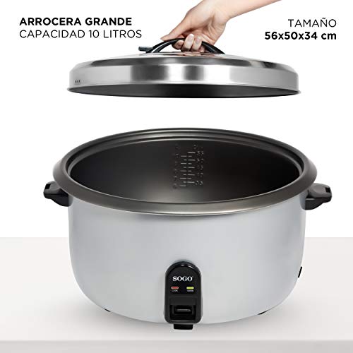 SOGO Professioneller Reiskocher aus Metall, silberfarben, 10 Liter – Bild 3