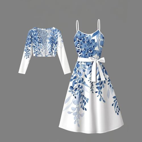 2 Piece Sets for Women Fall 2025,Boho Floral Print Maxi Dress with Cardigan,Wedding Guest Dresses for Women2