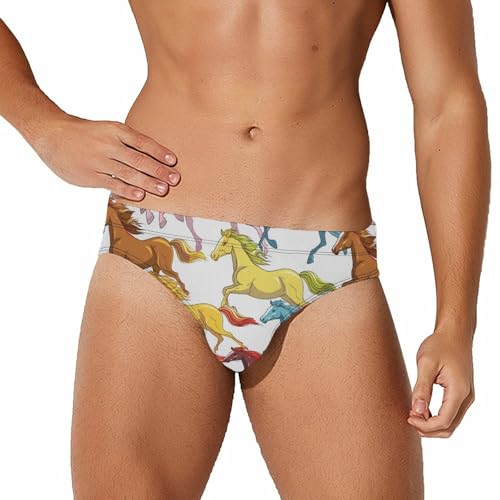 Horses Run Wild Mens Swim Briefs Quick Dry Swim Trunk Bikini Underwear Swimsuit S