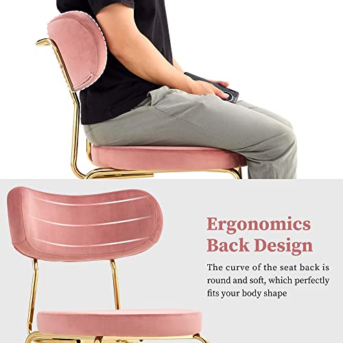 Ivinta Dining Chair Set Of 4, Modern Pink Velvet Chairs With Golden Legs, Mid Century Side Chairs For Dining Room, Living Room, Bedroom, Kitchen, Armless Vanity Accent Chair For Small Space #TOP6