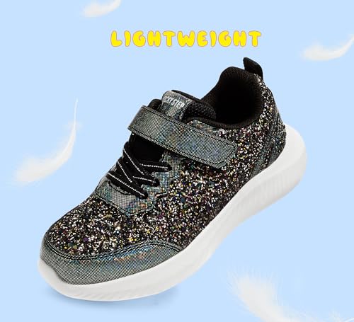 LUCKY STEP Kid's Glitter Fashion Sneakers Sparkly Princess Tennis Bling Shiny Sequins Athletic Walking School Shoes for Children/Boys/Girls4