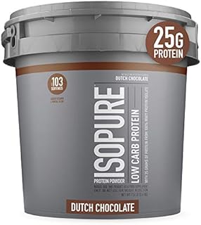 Isopure Whey Isolate Protein Powder with Vitamin C & Zinc for Immune Support, 25g Protein, Low Carb & Keto Friendly, Flavor: Dutch Chocolate, 7.5 Pounds (Packaging May Vary)
