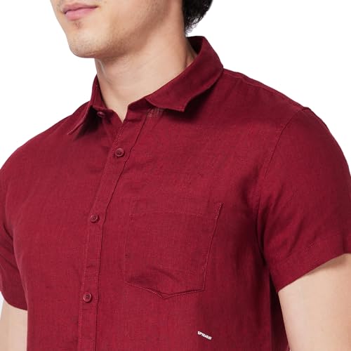 Image of Spykar Men's Regular Fit N /A Half Sleeve Solid Casual Shirts