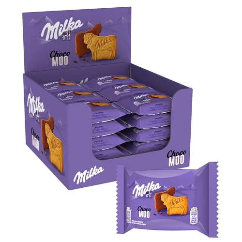 Milka Choco Moo - Biscuit Nappé au Chocolat au Lait - Présentoir de 24 Paquets (40 g)