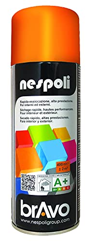 Nespoli – Bomboletta Spray Smalto Acrilico 400ml Interni ed Esterni, Vernice Spray Aerosol Universale, Asciugatura Rapida, Adesione su Tutte le Superfici, Valvola Autopulente, RAL Arancio