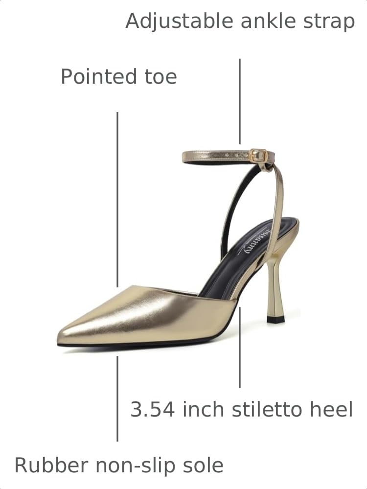 Image of Susanny Women's Heels Closed Pointed Toe Strappy Stiletto Pump Dressy Shoes