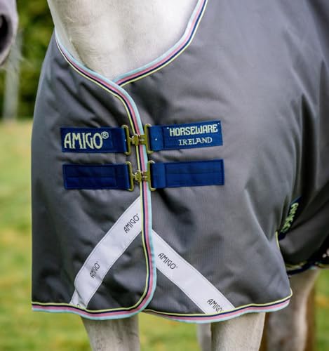 Image of Horseware Amigo Bravo 12 Original Turnout 100g - Shadow /Navy & Lime, 72 inches