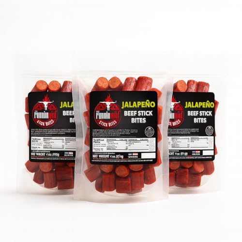 Image of Jalapeno Beef Stick Snack Bites | Spicy Jalapeno 100% Beef | Protein-Packed, Bold & Zesty Flavor | Bite-Sized Meat Snacks | 12oz Total (Pack of 3 Bags, 4oz Each)