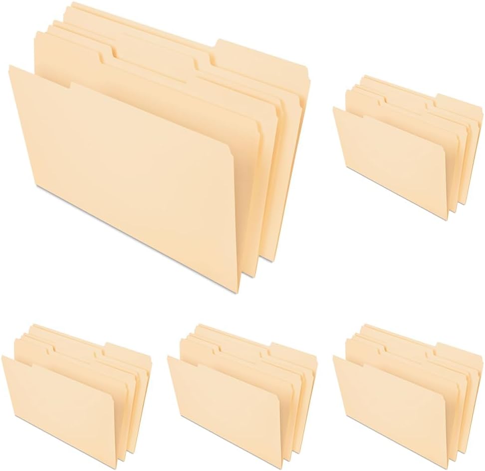 Pendaflex Manila Legal Size File Folders - 1/3-Cut Tabs in Left, Center, Right Positions for Easy Labeling - Ideal for Home & Filing Cabinets, 100 Folders (Pack of 1)