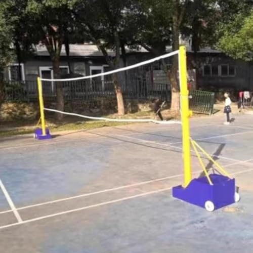 ZHPPED Kids Adults Volleyball Net Outdoor Adjustable Height 5-7 Foot, Heavy Duty Badminton Combo Set for Backyards with Nylon Nets, Metal Poles and Rolling Base