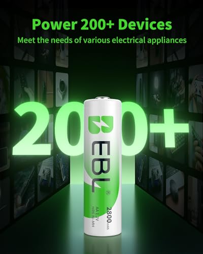 Image of EBL AA 2800mAh High Performance Ni-MH Rechargeable Batteries, 4 Pack