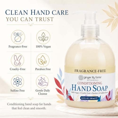 Image of Ginger Lily Farms Botanicals Conditioning Liquid Hand Soap, 100% Vegan & Cruelty-Free, Fragrance Free, 16.9 fl oz