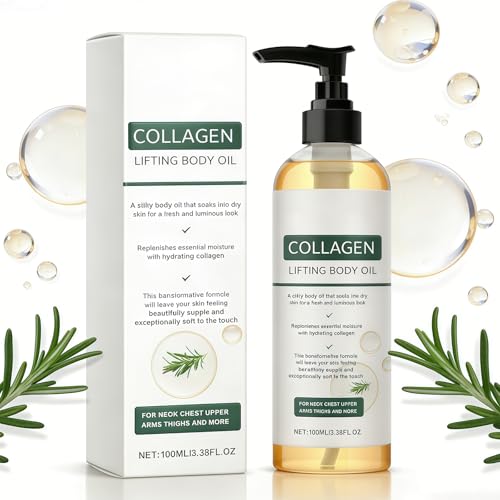 Collagen Oil for Skin Tightening Glow Essence Skin Tightening for Scars Wrinkles Stretch Marks Neck Chest Arms Legs & Stomach 1Pc